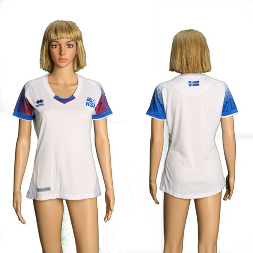 Women's Iceland Blank Away Soccer Country Jersey - Click Image to Close